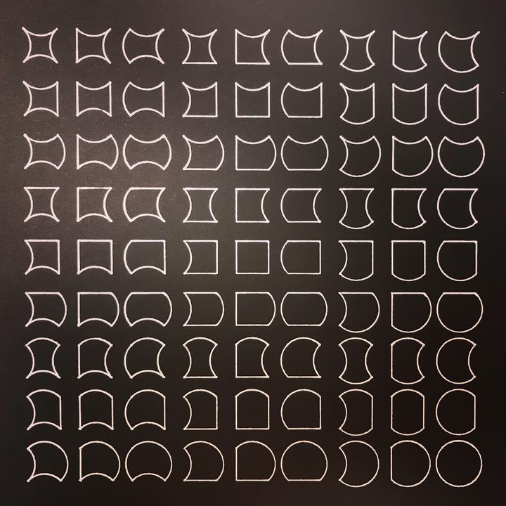 4 trits squares, arc sides, white on black, in sequence
