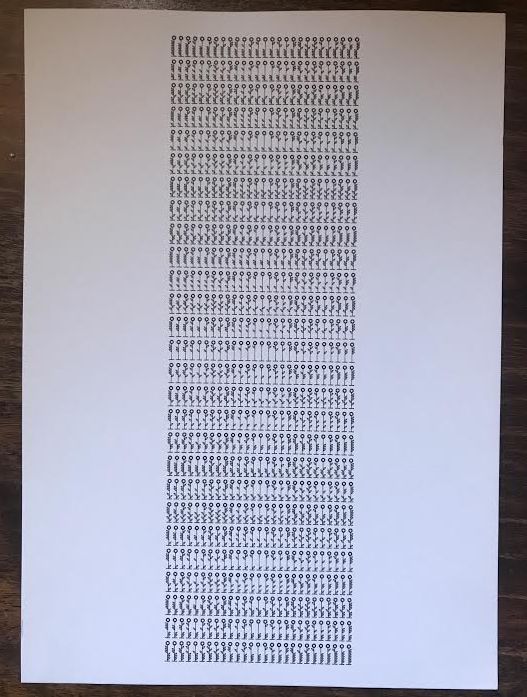 6 trits ternary flowers, vertical, black on white, in sequence