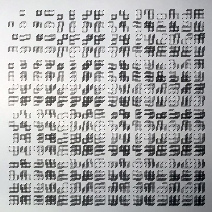 8 bits cube permutations, black on white, in sequence