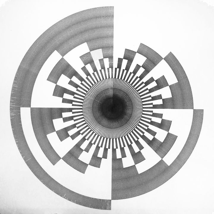 10 bits binary lines, radial, black on white, in sequence