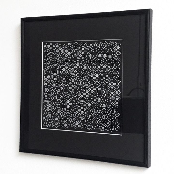 8 bits binary traffic junctions, white on black, shuffled