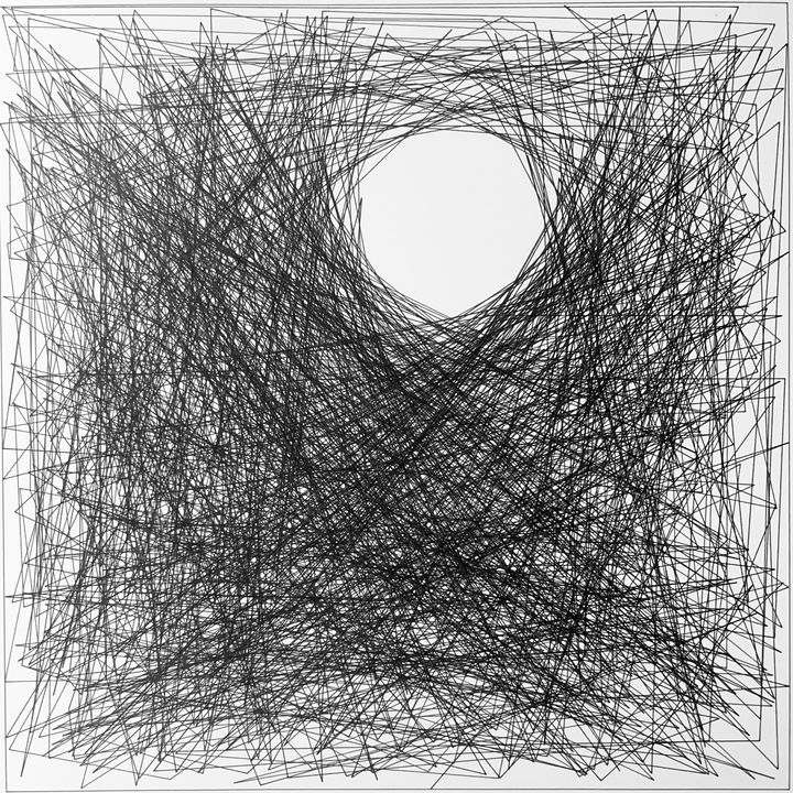 Circle drawn by lines, black on white